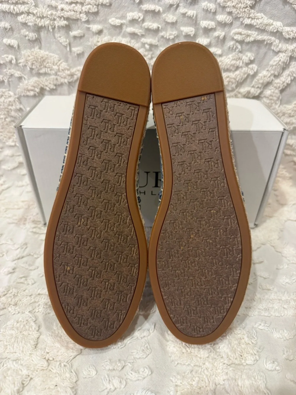 Lauren Ralph Lauren Denim-Style Espadrille Flats in Blue and Tan #623